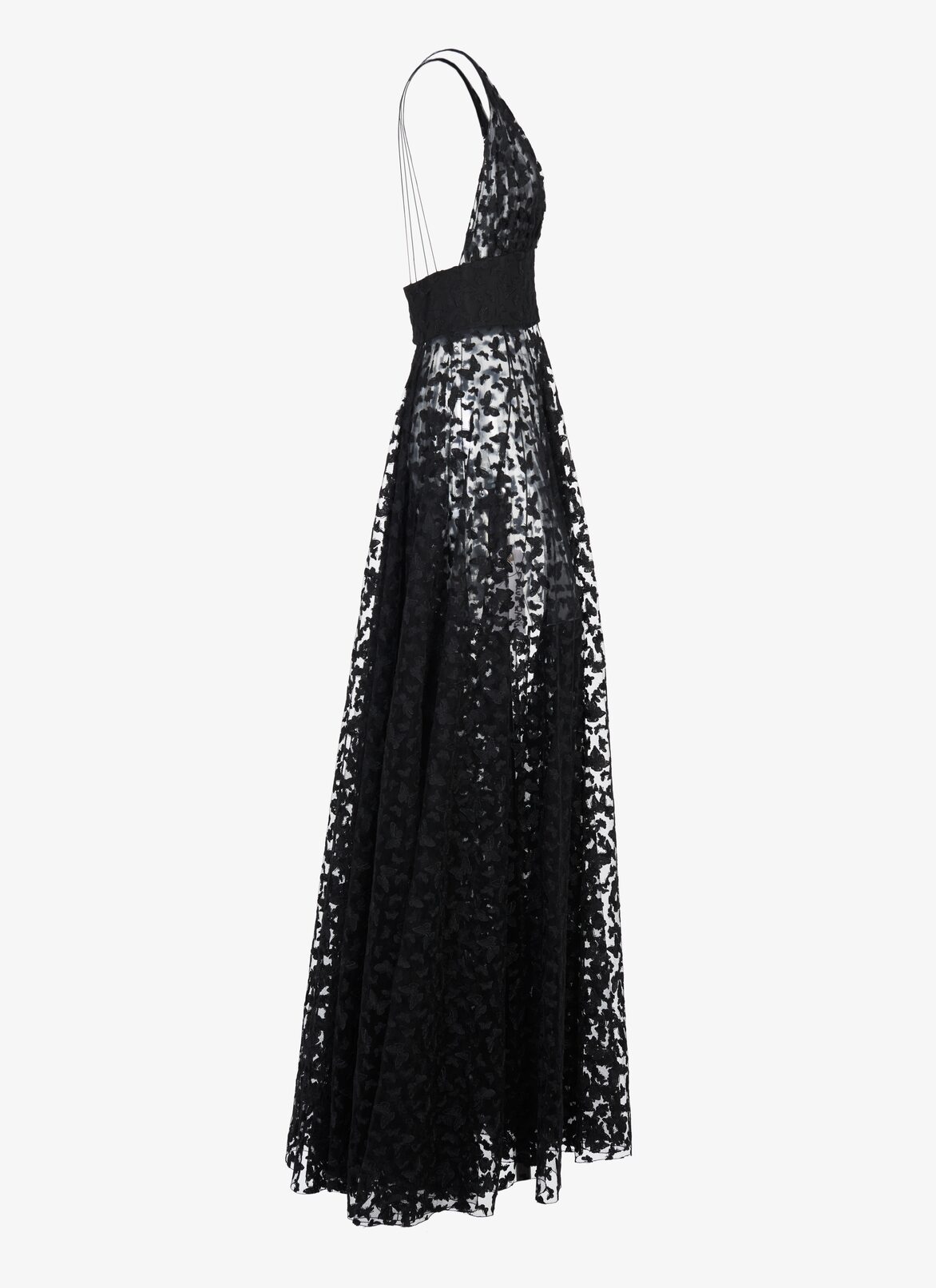 Embroidered Tulle Butterfly Dress ALAÏA BLACK/BLACK EMBROIDERED TULLE BUTTERFLY DRESS